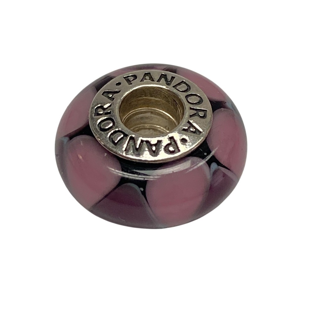 Pandora Purple Murano Glass Charm Bead 925 Sterling Silver Authentic